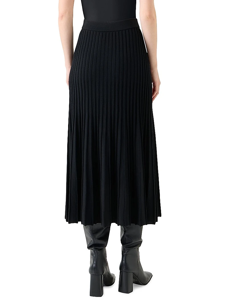 Rib-Knit Wool Midi-Skirt