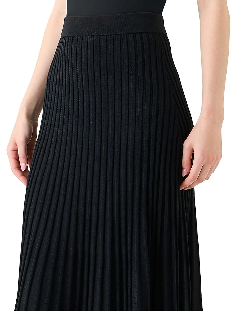 Rib-Knit Wool Midi-Skirt