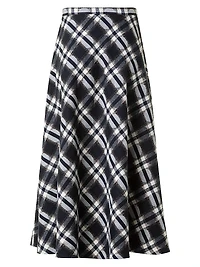 Plaid Cotton A-line Midi-Skirt