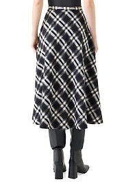 Plaid Cotton A-line Midi-Skirt