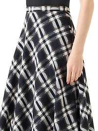 Plaid Cotton A-line Midi-Skirt