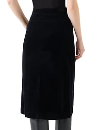 Corduroy Straight Midi-Skirt