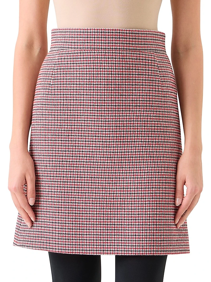 Houndstooth Virgin Wool A-Line Miniskirt