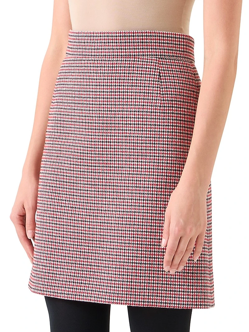 Houndstooth Virgin Wool A-Line Miniskirt