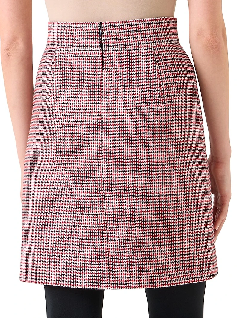 Houndstooth Virgin Wool A-Line Miniskirt