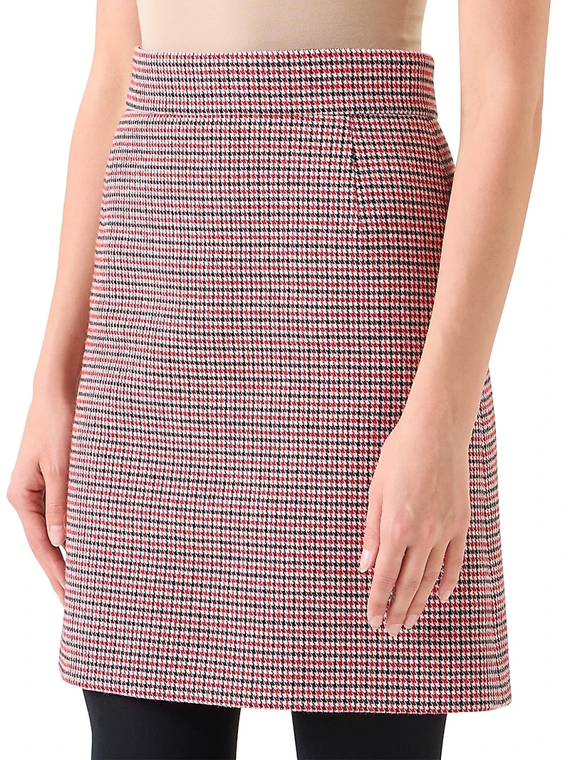 Houndstooth Virgin Wool A-Line Miniskirt