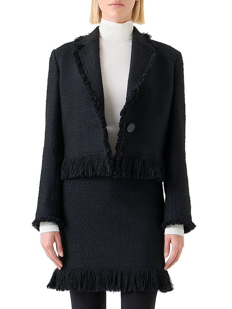 Fringed Bouclé Tweed Jacket