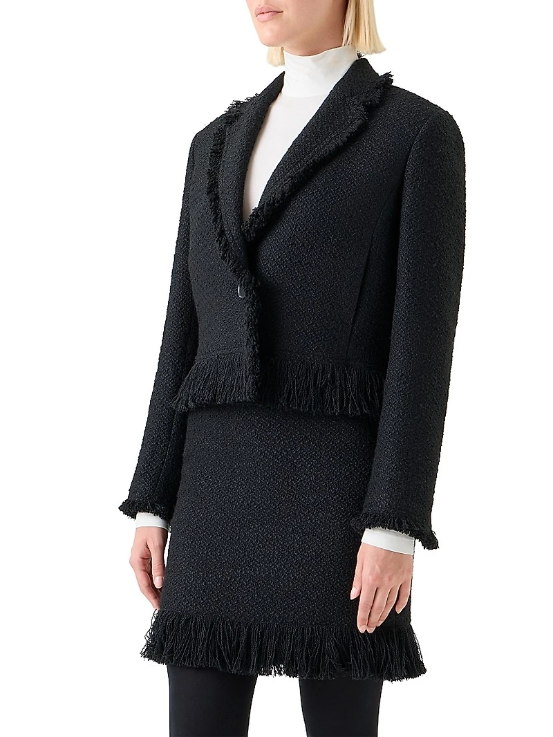 Fringed Bouclé Tweed Jacket