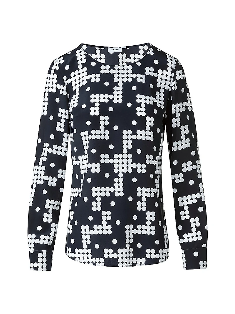Alice Dot-Print Silk Blouse