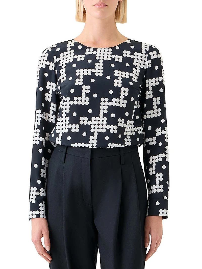 Alice Dot-Print Silk Blouse