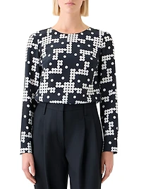 Alice Dot-Print Silk Blouse