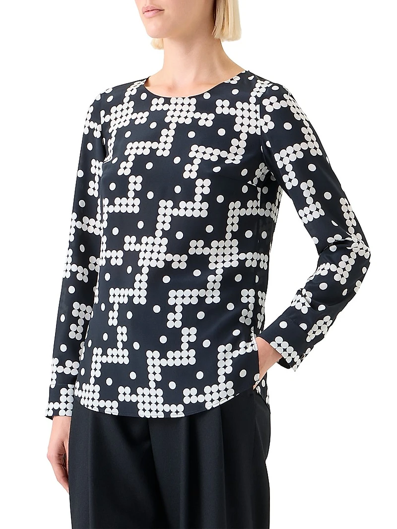 Alice Dot-Print Silk Blouse