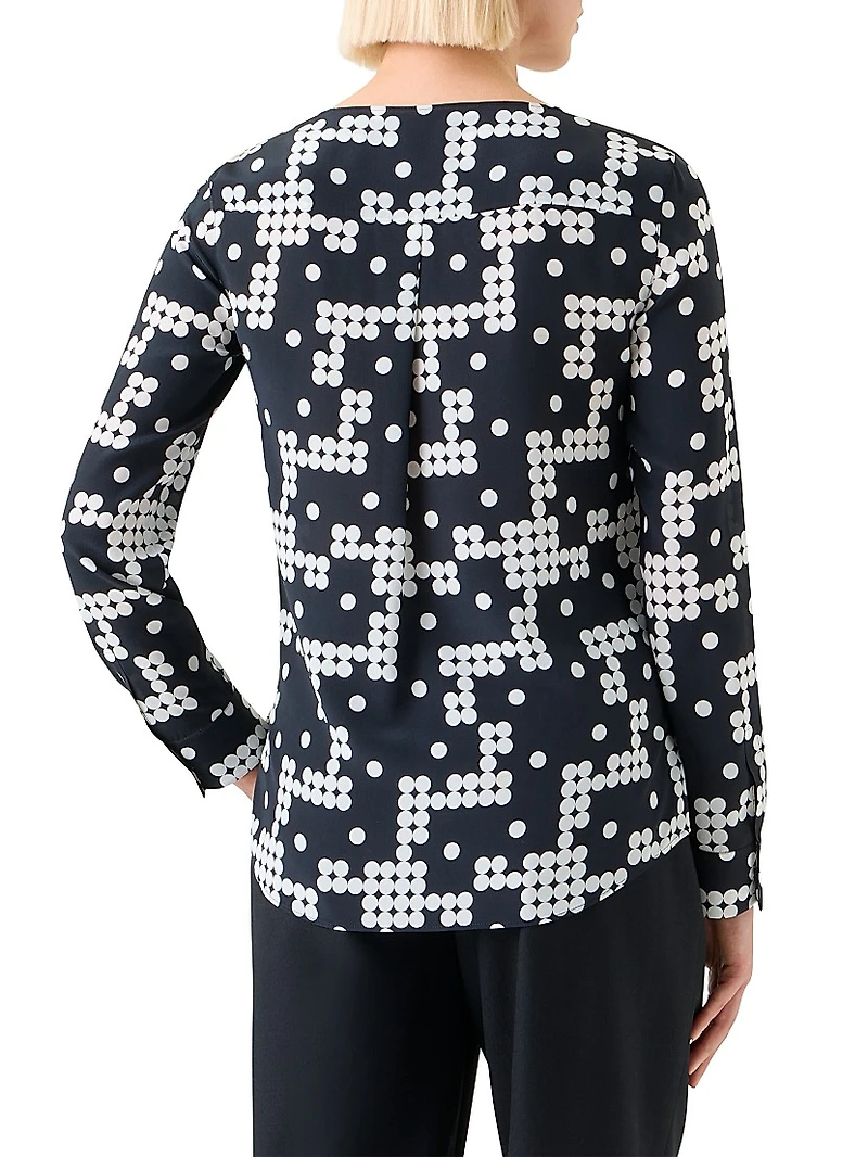 Alice Dot-Print Silk Blouse