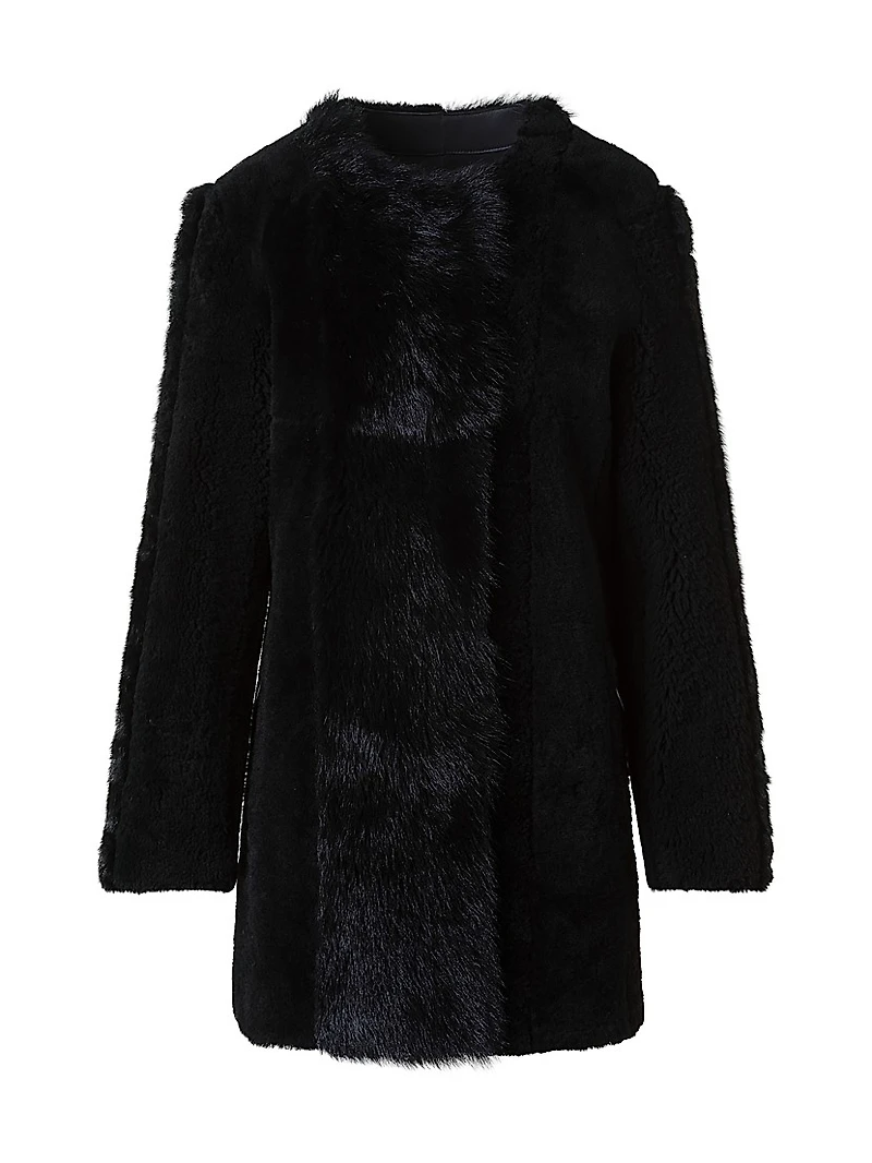 Patchwork Shearling Coat
