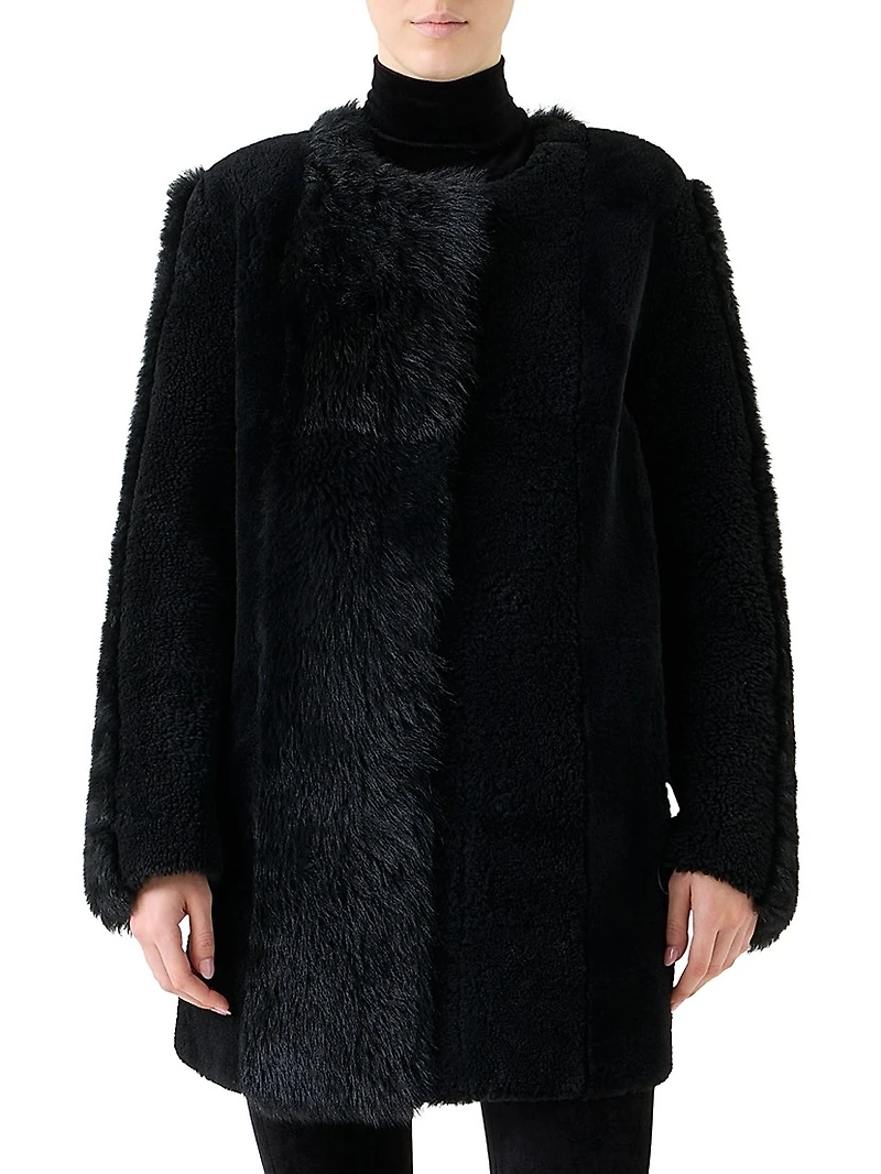 Patchwork Shearling Coat