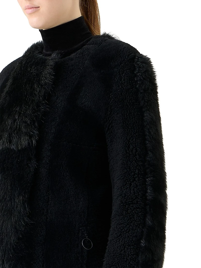 Patchwork Shearling Coat