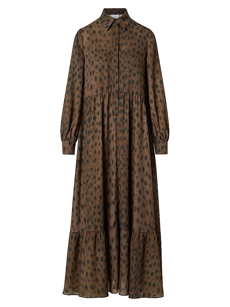 Leopard Georgette Maxi Shirtdress