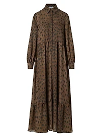 Leopard Georgette Maxi Shirtdress