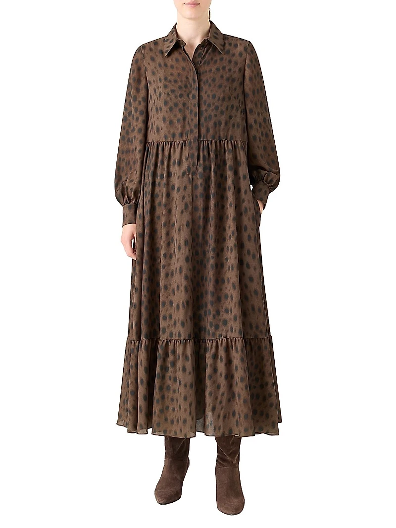 Leopard Georgette Maxi Shirtdress