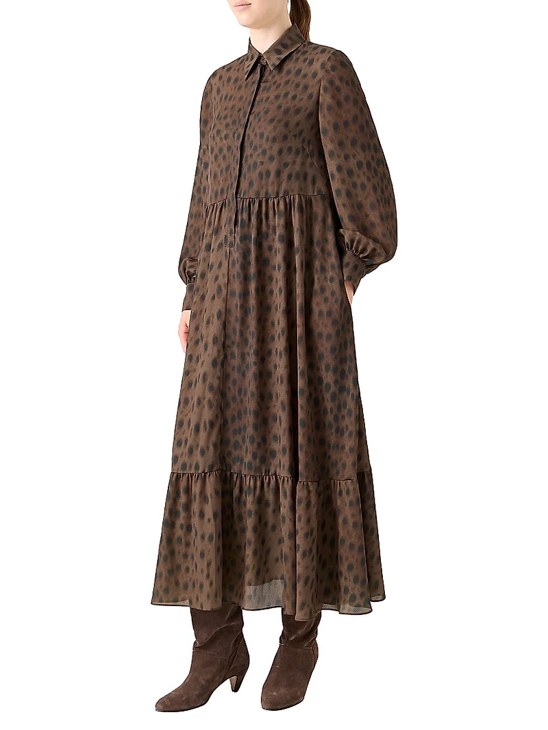 Leopard Georgette Maxi Shirtdress