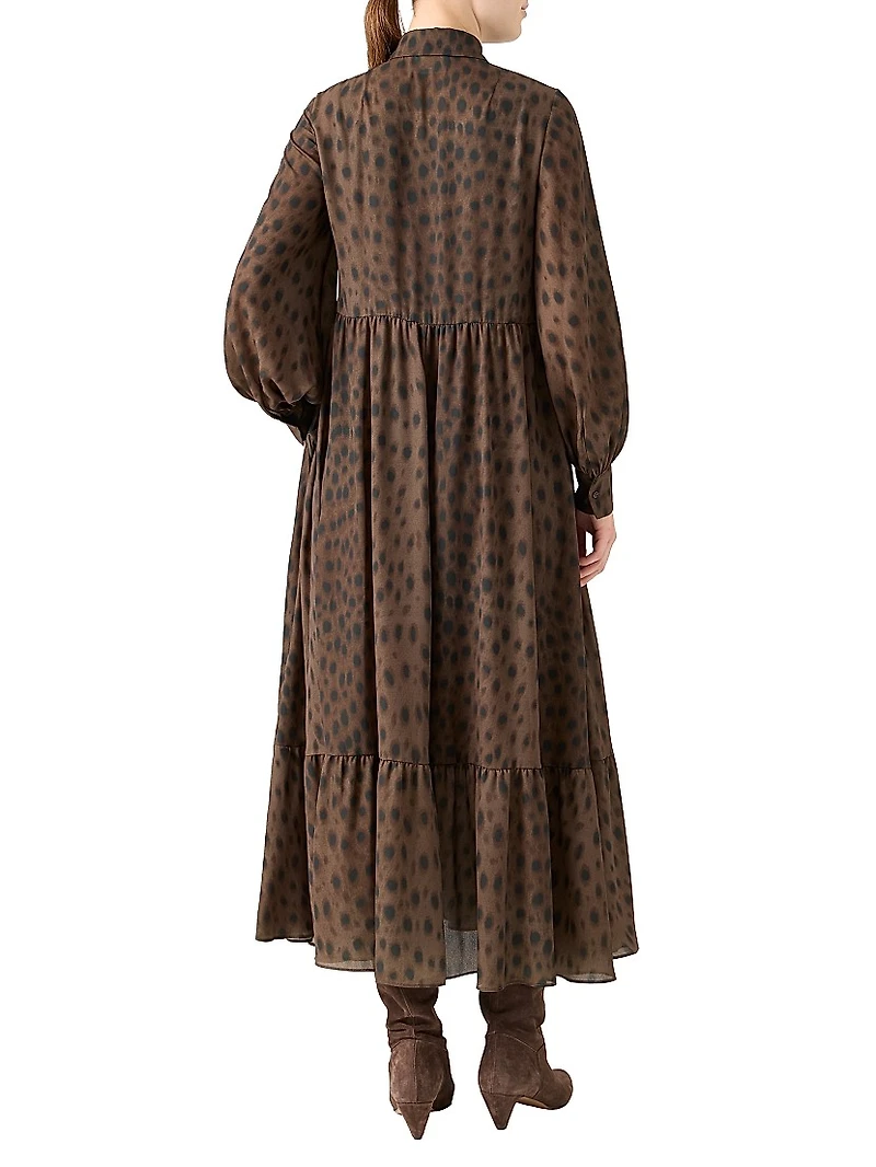 Leopard Georgette Maxi Shirtdress
