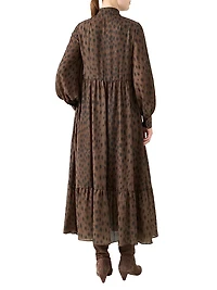 Leopard Georgette Maxi Shirtdress