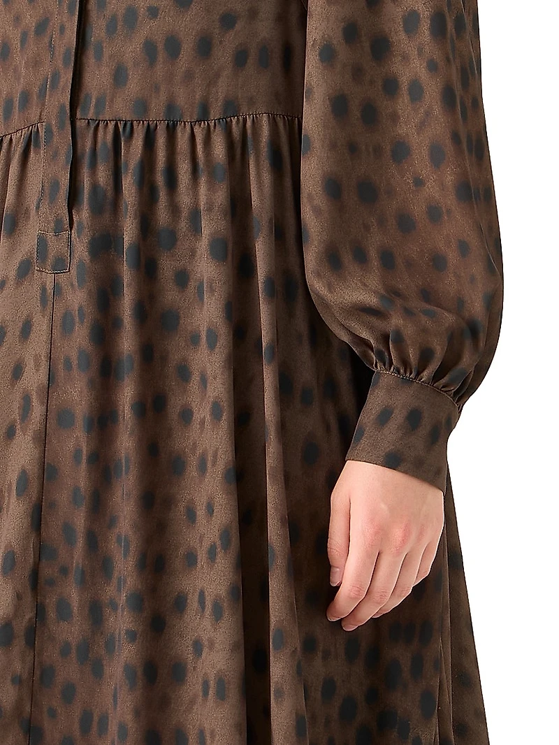 Leopard Georgette Maxi Shirtdress
