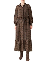 Leopard Georgette Maxi Shirtdress