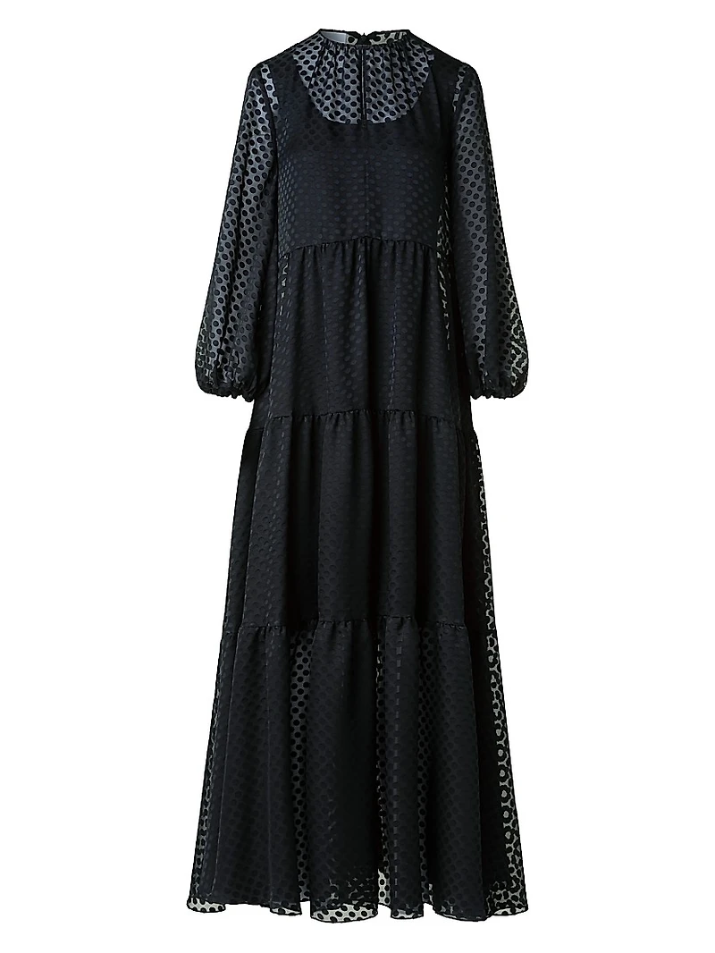 Dot Devoré Boho A-line Maxi Dress