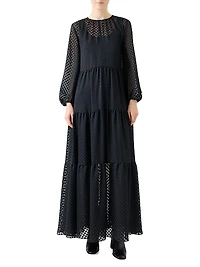 Dot Devoré Boho A-line Maxi Dress