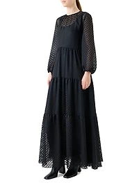 Dot Devoré Boho A-line Maxi Dress