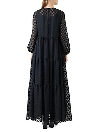 Dot Devoré Boho A-line Maxi Dress