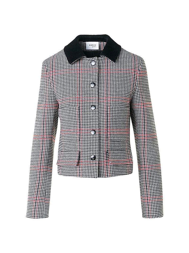 Glen Plaid Houndstooth Virgin Wool Jacket