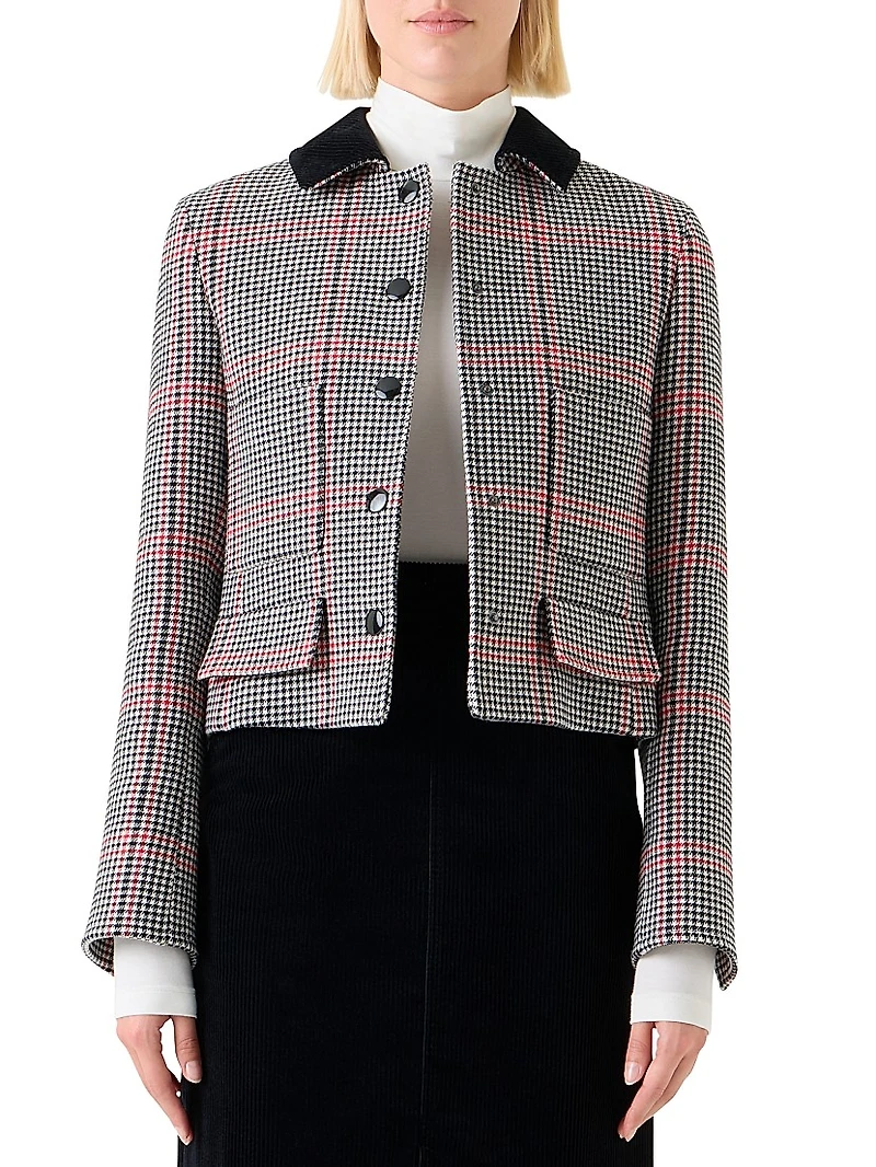 Glen Plaid Houndstooth Virgin Wool Jacket