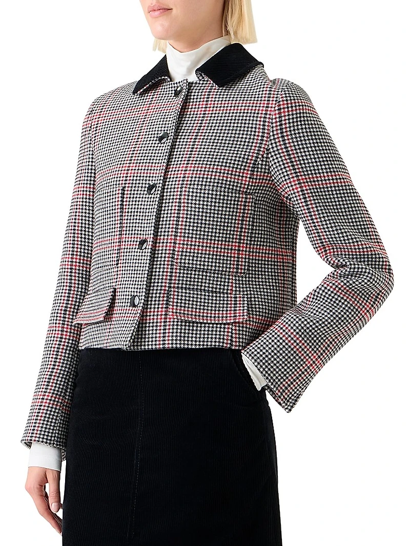 Glen Plaid Houndstooth Virgin Wool Jacket