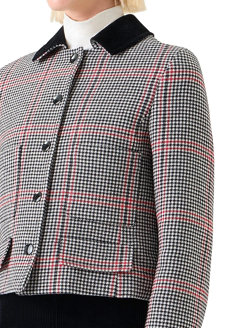 Glen Plaid Houndstooth Virgin Wool Jacket