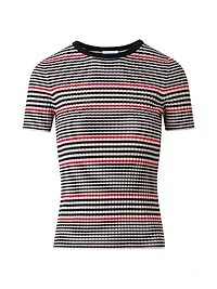 Striped Rib-Knit Virgin Wool Top