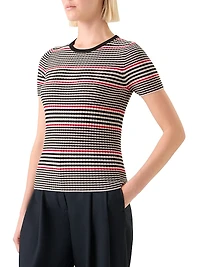 Striped Rib-Knit Virgin Wool Top