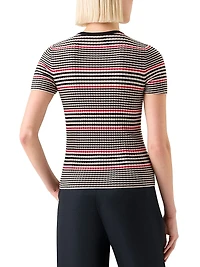 Striped Rib-Knit Virgin Wool Top