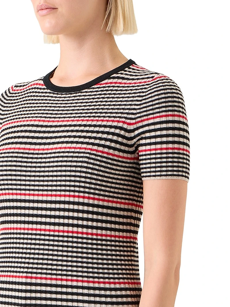 Striped Rib-Knit Virgin Wool Top