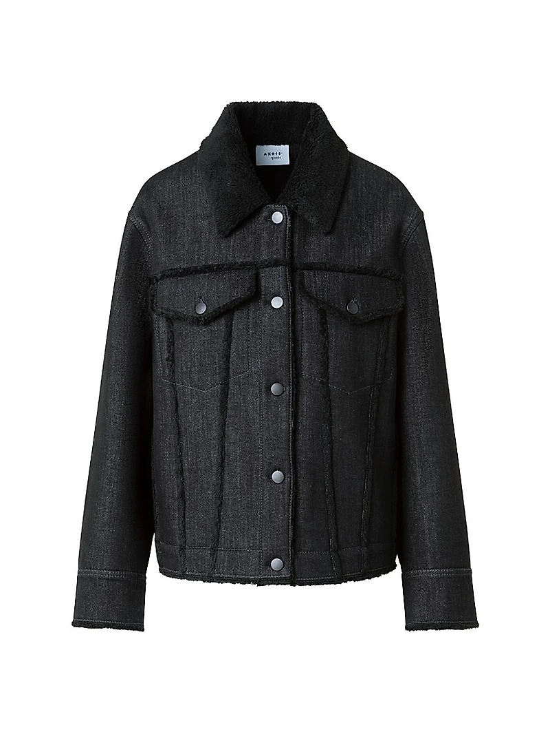 Faux-Fur Trim Denim Jacket