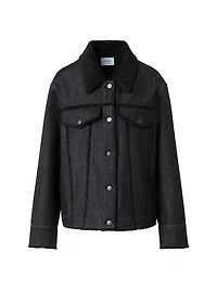 Faux-Fur Trim Denim Jacket