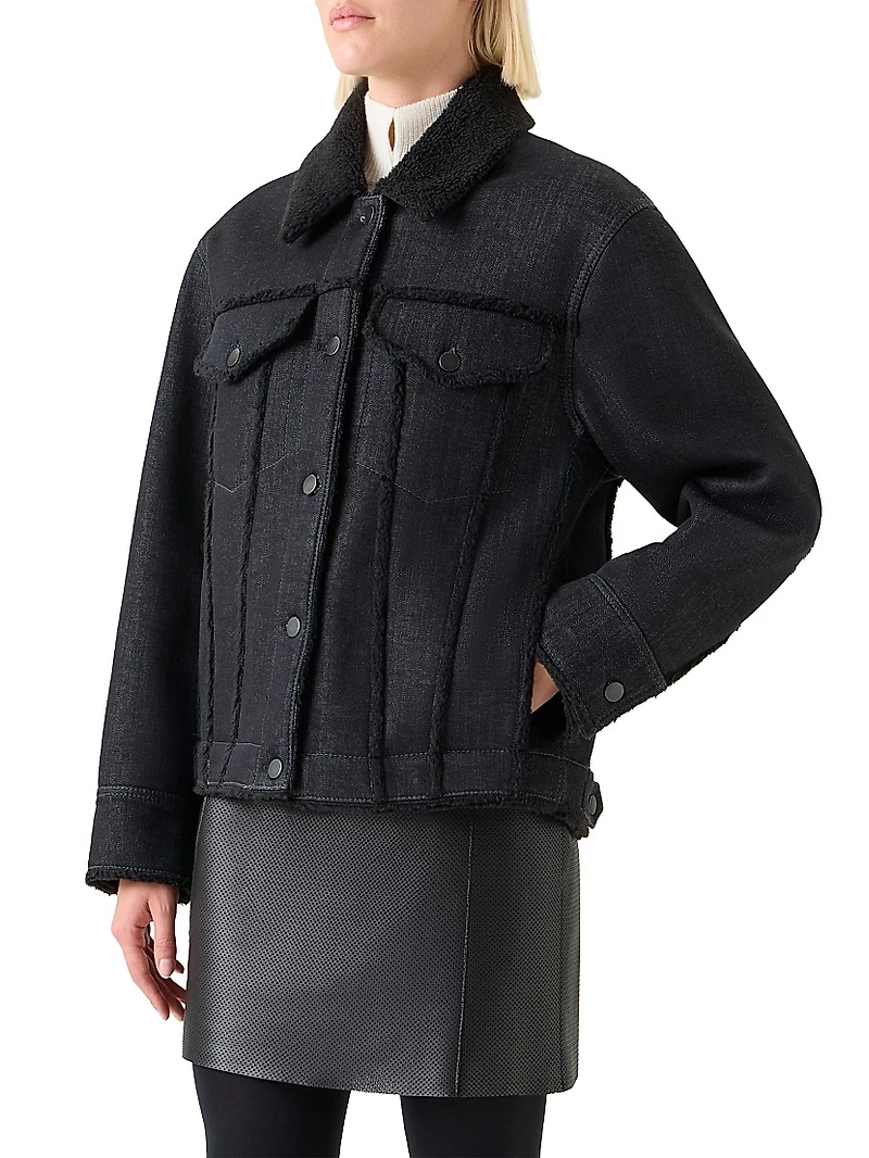 Faux-Fur Trim Denim Jacket