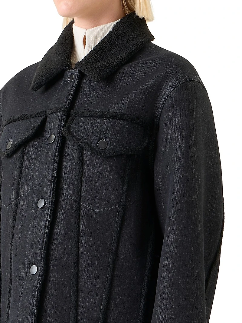 Faux-Fur Trim Denim Jacket