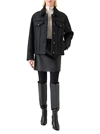 Faux-Fur Trim Denim Jacket