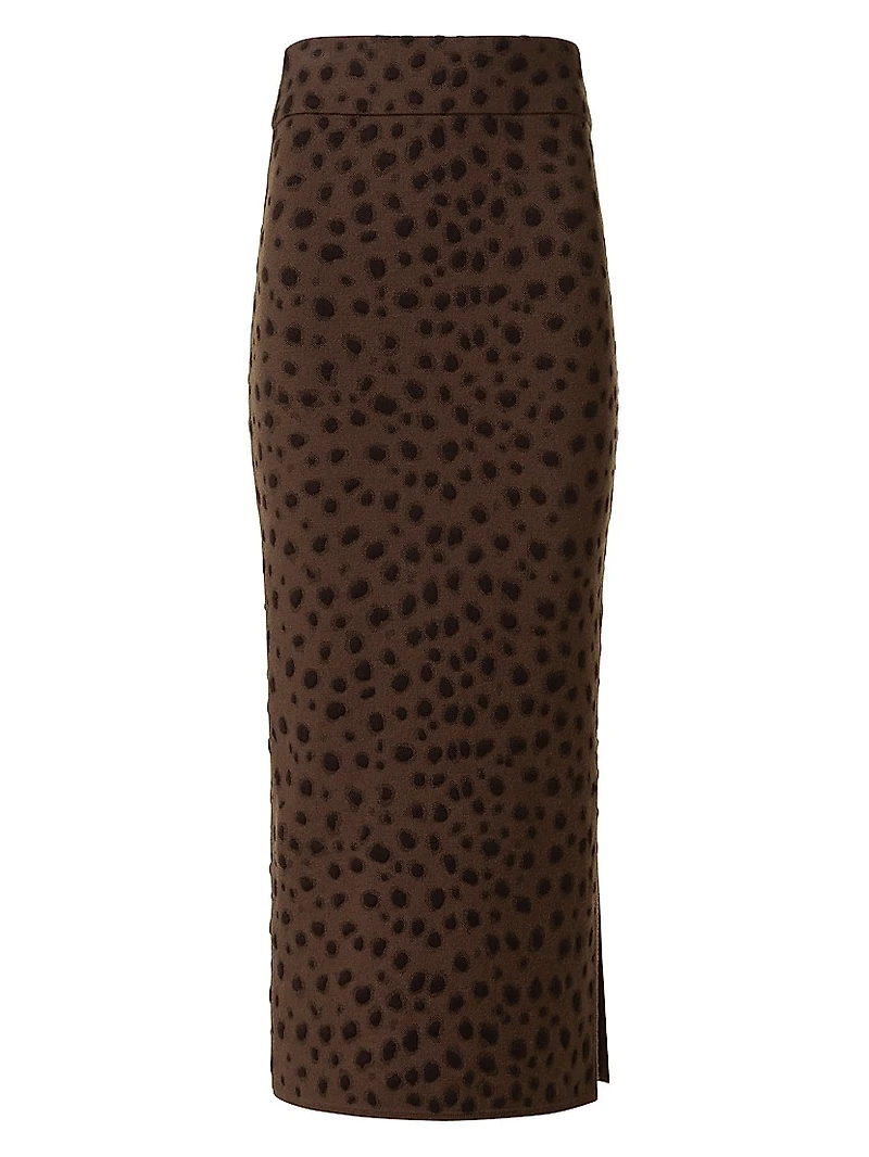 Cheetah Jacquard Virgin Wool-Blend Midi-Skirt
