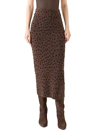 Cheetah Jacquard Virgin Wool-Blend Midi-Skirt