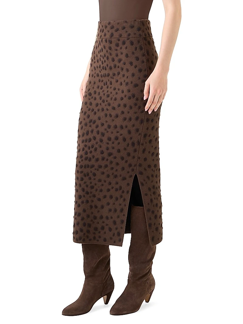 Cheetah Jacquard Virgin Wool-Blend Midi-Skirt