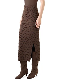 Cheetah Jacquard Virgin Wool-Blend Midi-Skirt