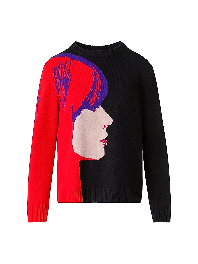 Francoise Hardy Graphic Virgin Wool-Cashmere Sweater